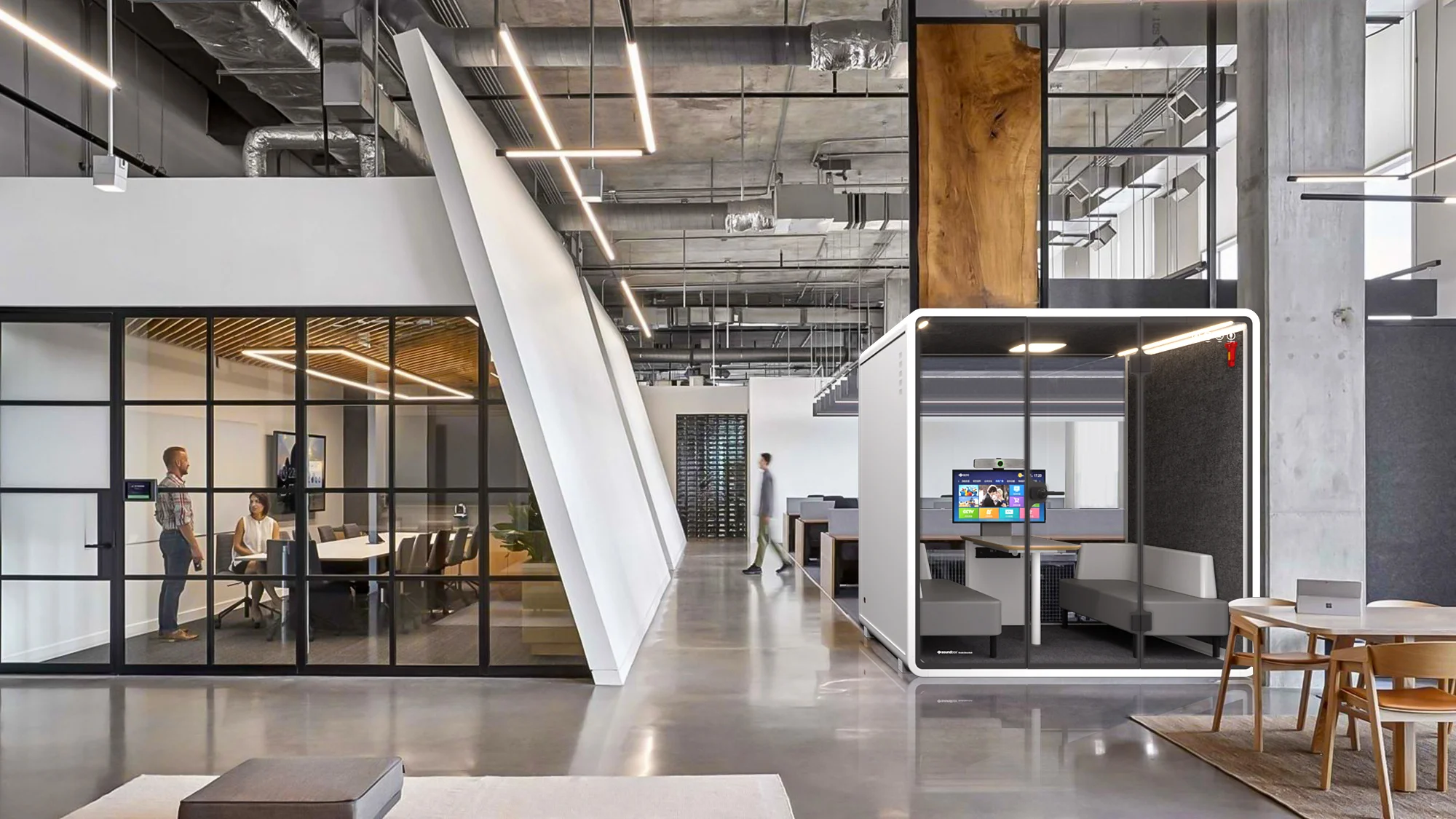 Showroom KBEEN — cabines dans un espace de travail